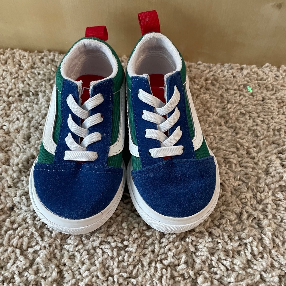 Kids Navy and Green Lace-Up Casual Sneakers